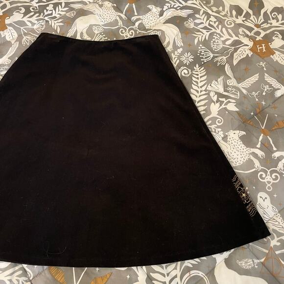 Vintage Willi Smith 8 midi skirt beaded floral corduroy 90s bohemian black gold - Picture 7 of 8